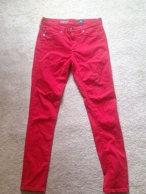 Ag Adriano Goldschmied Abby Ankle Mid Rise Super Skinny Ankle Skinny Red 24R
